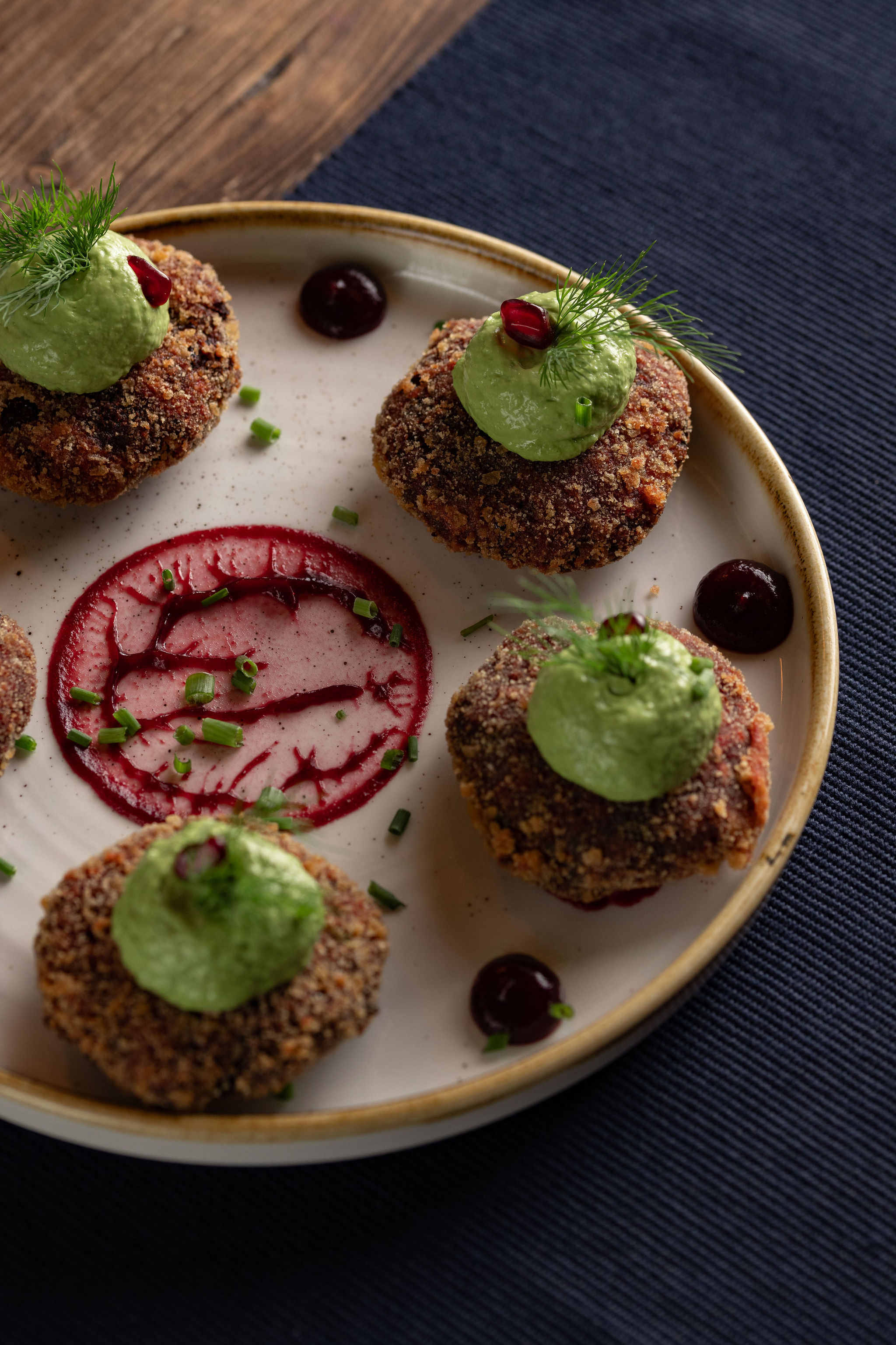 Beetroot tikkis with dill emulsion and balsamic beetroot gel — Indian fine dining at Késarum, Southampton